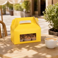 Boîte à gâteau en papier jetable en gros avec poignée, emballage personnalisé pour boulangerie, à emporter, pour anniversaire, mariage, fête