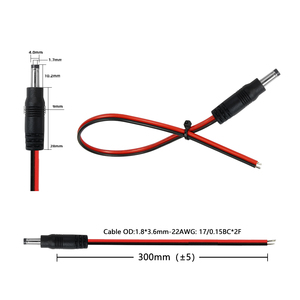 12V 24V DC4017 Erkek Fişli Güç Kablosu Jack - LED Aydınlatma CCTV için Çıplak Telli 22AWG 30cm - Product Image 3