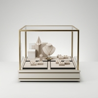 Support d'affichage de montre élégant avec éclairage LED 360°, personnalisable, vitrine de luxe en verre blanc et or pour une seule montre