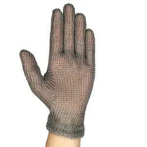 316L cinco dedos de acero inoxidable de malla de carnicero resistente al corte guantes de primavera cinturón