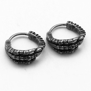 yunnique Skeleton Huggie <b>Earrings</b> Tibetan Silver Titanium Steel Geometric Design Fashion <b>Cuff</b> <b>Earrings</b> - Product Image 5
