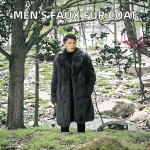 Abrigo de Dinamarca para hombre, abrigo de invierno de piel sintética con cuello chal, cálida y acogedora gabardina, método de tejido - Product Image 3