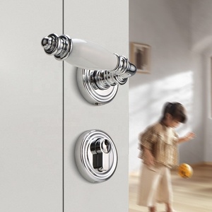 Bán Hot Brass gốm câm từ nội thất cửa xử lý khóa thiết lập cho cửa gỗ - Product Image 2