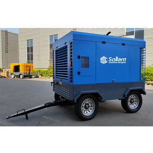 Compresseur d'air portable pour la construction, entraîné par un moteur diesel, 185 CFM 375 CFM, pour la démolition de béton avec <span class=keywords><strong>marteau</strong></span>-<span class=keywords><strong>piqueur</strong></span> - Product Image 2