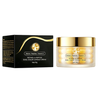 Crème de Nuit Visage en Capsules Bicolores Effet Perle, Peptide de Marque Propre, Vitamine C, Énergie Anti-Âge, Éclaircissante, Pour Tous Types de Peau