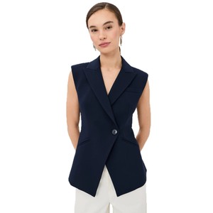 Chaleco de Traje sin Mangas para Mujer, Color Azul Marino, con un Solo Botón, Ropa Formal para Oficina y Trabajo - Product Image 3