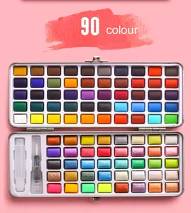 Лидер продаж, набор кастрюль для акварельных красок «сделай сам» с кисточкой, 90 цветов