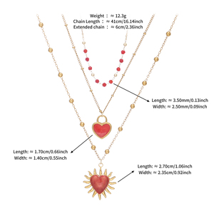 Collar <span class=keywords><strong>de</strong></span> Moda con Colgante <span class=keywords><strong>de</strong></span> Corazón Sagrado con Esmalte Rojo Rubí y Baño <span class=keywords><strong>de</strong></span> <span class=keywords><strong>Oro</strong></span> <span class=keywords><strong>de</strong></span> 18K sobre Acero Inoxidable para Mujer - Product Image 6