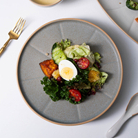 Nouvelles assiettes à dîner de style vintage à pieds hauts, en terre cuite de forme géométrique, compatibles lave-vaisselle, assiettes à steak en céramique de style occidental