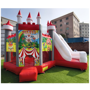 Château gonflable commercial avec toboggan, thème cirque, pour location événementielle, en PVC 0,55 mm - Product Image 3