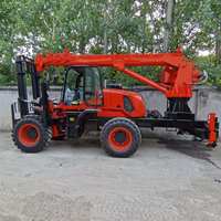 Chariot élévateur tout-terrain 4x4 2-en-1 de 5 tonnes et grue articulée pliante de 8 tonnes, machine de levage et de manutention tout-terrain