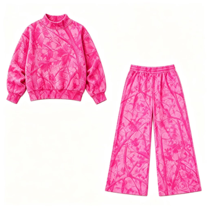 Baby Kids Girls Pink Realtree Camo Print <b>Mock</b> <b>Neck</b> Long Sleeve <b>Top</b> Pants/Shorts Onesie Sweatshirt Outfits Autumn Casual Wear - Product Image 2