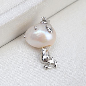 สร้อยคอไข่มุกทรงบาร็อคทำมือจากเงินแท้ S925 รูปทรงสนูปปี้ พร้อมฐานเปล่าสำหรับ DIY อุปกรณ์เสริมสำหรับผู้หญิง รุ่น 13629 โดย Wenchi จากประเทศจีน - Product Image 4