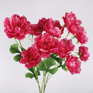Fleurs artificielles de pivoine à longues tiges et 6 têtes, en plastique et soie, pour décorations de mariage, accessoires de bouquet - Product Image 1