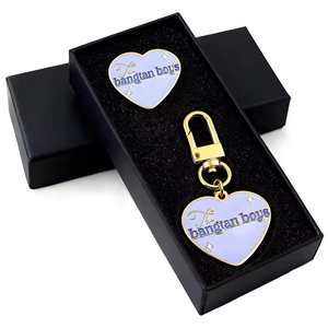 Llavero <span class=keywords><strong>de</strong></span> Metal con Forma <span class=keywords><strong>de</strong></span> Corazón y Logotipo Personalizado, Dijes Personalizados para Grabar, Accesorios Lisos, Anillos con Caja <span class=keywords><strong>de</strong></span> Regalo - Product Image 2