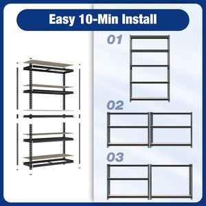 Estante de almacenamiento de 5 niveles de alta resistencia de 72 "H, estantería de garaje de acero metálico ajustable de 2180 libras de capacidad para despensa de cocina de sótano - Product Image 5