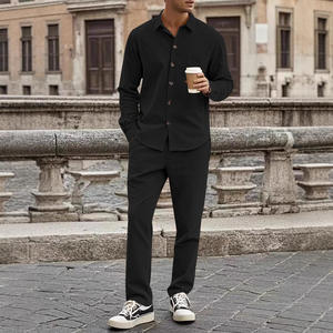 アメリカンスタイル高品質メンズスポーツウェア春秋ラペルシャツ長袖パンツスーツ - Product Image 4