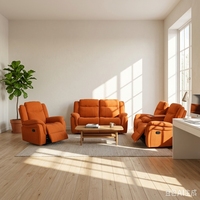Frank Bestseller Hochwertiges Manuelles Stoff-3-Sitzer-Relaxsofa mit Klapptisch für Apartment-Lounge