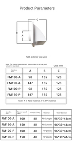 Capot de ventilation extérieur en plastique ABS, résistant à la pluie, pour système d'air frais, ventilateur d'évacuation, couvercle de ventilation extérieur avec conception coupe-<span class=keywords><strong>vent</strong></span> - Product Image 2
