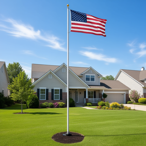 Mástil telescópico de aluminio de 20 pies DB con bandera de poliéster de EE. UU. Estilo de Vuelo de la Bola de Bandera - Product Image 2