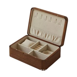 Caja de almacenamiento de joyas de madera maciza, rectangular, de gran capacidad, para el hogar, collares, adornos de madera, exquisitos y de alta gama, pequeños - Product Image 1