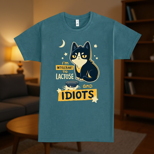 Camiseta gráfica con estampado de gato, intolerante a la lactosa e idiotas, unisex, talla para adultos S M L XL XXL - Product Image 3
