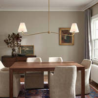 Lustre en laiton et tissu, style rétro français moderne et minimaliste, pour salle à manger, salon, chambre principale, projet hôtelier, plissé, multi-bras