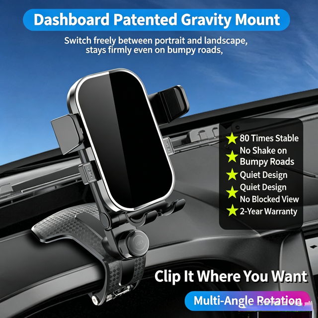 Car Mobile Phone Mount Dashboard Center Console Navigation Holder Magnetic Bracket Button-Free Gravity Rotatable 26 New Portable