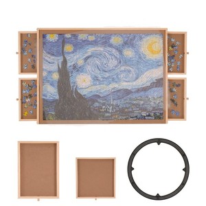 Wooden DIY <strong>Puzzle</strong> <strong>Table</strong> 1000/1500 PCS Jigsaw <strong>Puzzle</strong> 4 Drawers Customizable Protective Cover FSC Certified DIY Toy for Adults - Product Image 4