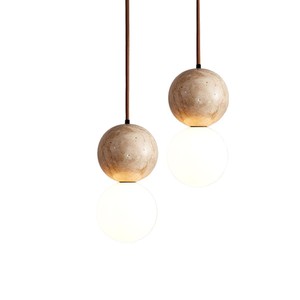 Lampe suspendue en pierre Huangdong et bois, style rétro Wabi-Sabi, pour chambre, <span class=keywords><strong>restaurant</strong></span>, gîte - Vente en gros transfrontalière - Product Image 5