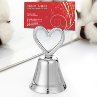 "Kissing Bell" plata oro corazón campana lugar tarjeta titular foto Clip regalo para Decoración de mesa de boda suministros favores regalos