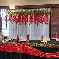 LQ-01 Décoration de Mariage, Guirlande Artificielle de Fleurs Faux Rotin Suspendue, Vigne de Glycine Artificielle Touffue en Soie