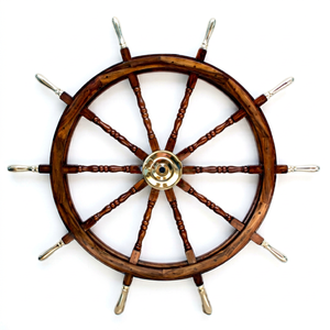 Timón de Barco Coleccionable, Decoración Náutica Pirata de Madera, con Asa de Latón, Letreros de Barco para Pared, 72 Pulgadas, Regalo - Product Image 1
