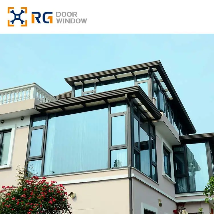 RG100 מפעל סיטונאי מותאם אישית חדר שמש בית זכוכית חיצוני באיכות גבוהה חדר שמש זכוכית סגסוגת אלומיניום חדר שמש