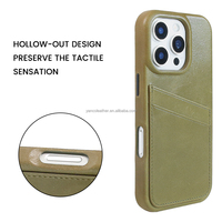 Fundas de Piel Auténtica Ecológicas de Lujo para Teléfono Móvil, con Tarjetero Antichoque, para iPhone 15 16 Pro Max