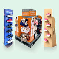 Présentoir de vêtements en carton ondulé de supermarché, présentoir de chaussures et de chaussettes