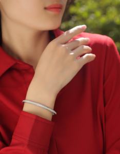 925 Sterling Silber Moissan ite Armreif Armband Sparkling Paved Design Romantisches Versprechen Schmuck & Jubiläums geschenk - Product Image 6