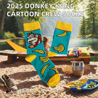 Chaussettes en coton tricoté écologiques Betop+Autumn+ avec protection antibactérienne, motif dessin animé Donkey Kong Mario pour le bas du mollet