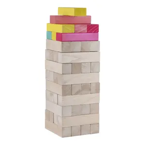 カラフルな木製タンブリングタワーブロックファミリーゲーム巨大タンブリングタワー木材おもちゃ木製ビルディングブロックおもちゃ