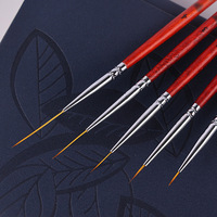 Lot de 6 pinceaux à manche en bois pour nail art, super fins, pour dessin, peinture, gel et liner