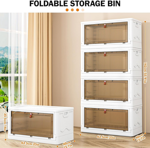Transparent Simple Flip Top Type Fold Able Collapsible <b>Bins</b> Stack Able Container Clothes Toys Organizer Storage Box - Product Image 2