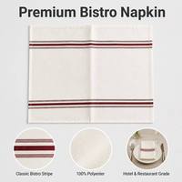 Serviette de table bistrot 100% polyester, bordure rayée bordeaux classique, pour hôtel, restaurant, café, taille personnalisée