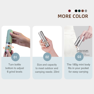 طقم مطحنة ملح وفلفل كهربائية صغيرة بتصميم بسيط، مطحنة توابل يدوية من الفولاذ المقاوم للصدأ المصقول مع حامل خشبي أنيق - Product Image 4