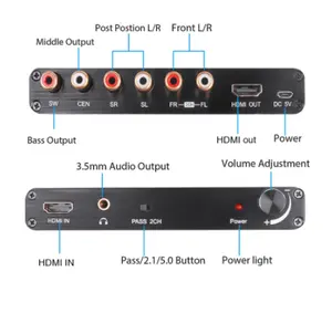 Nouveau support 4K 3D 5.1CH extracteur Audio compatible HDMI décoder Coaxial vers RCA AC3/DST vers 5.1 amplificateur convertisseur analogique