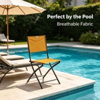 Chaise pliante jaune moutarde en tissu pour extérieur, patio, jardin, plage, pêche, balcon, siège de loisirs, cadre en acier, portable et légère