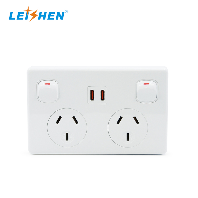 Leishen AU SAA Approved Standard Wall Socket with USB Australian with USB Ports