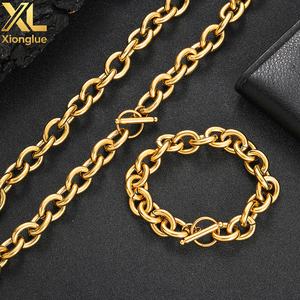 Collar de Cadena de Eslabones Ovalados de Acero Inoxidable de 12 mm, Collar de Cadena Gruesa Chapado en Oro de 18 Quilates para Hombre - Product Image 5