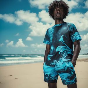 Pantalones Cortos de Playa para Hombre, Trajes de Baño Vintage Estilo Urbano con Bolsillos - Product Image 2