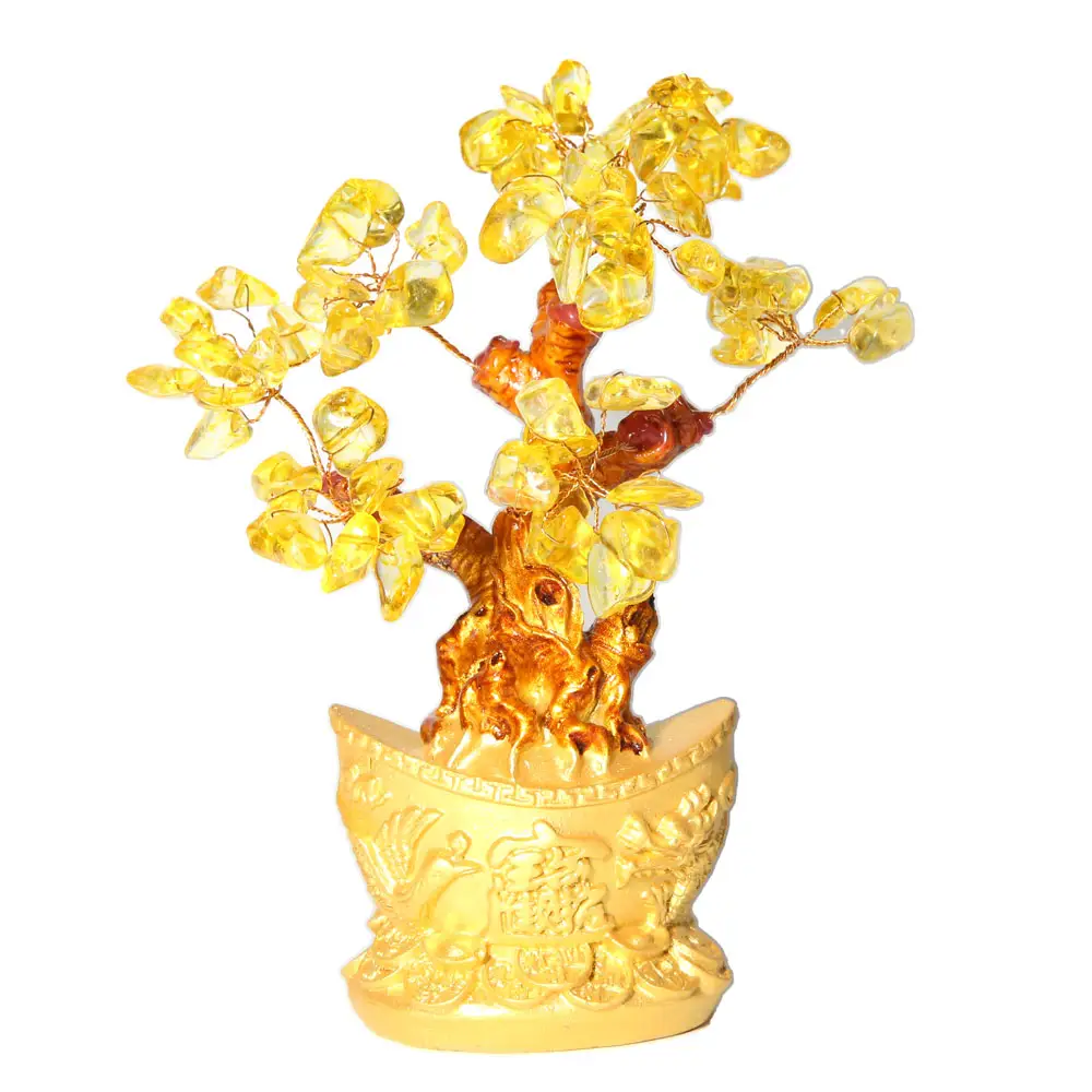 Groothandel Feng Shui Healing Stenen Gold Crystal Lucky Geld Boom Voor Rijkdom En Welvaart