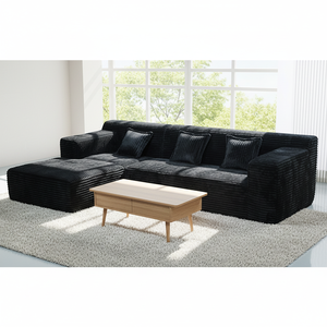Modern Three-Seater Sectional Couch With Vacuum Compressed Ottoman Fabric-filled <b>for</b> Hotel Use Direct Factory Supply A022 <b>Sponge</b> - Product Image 1
